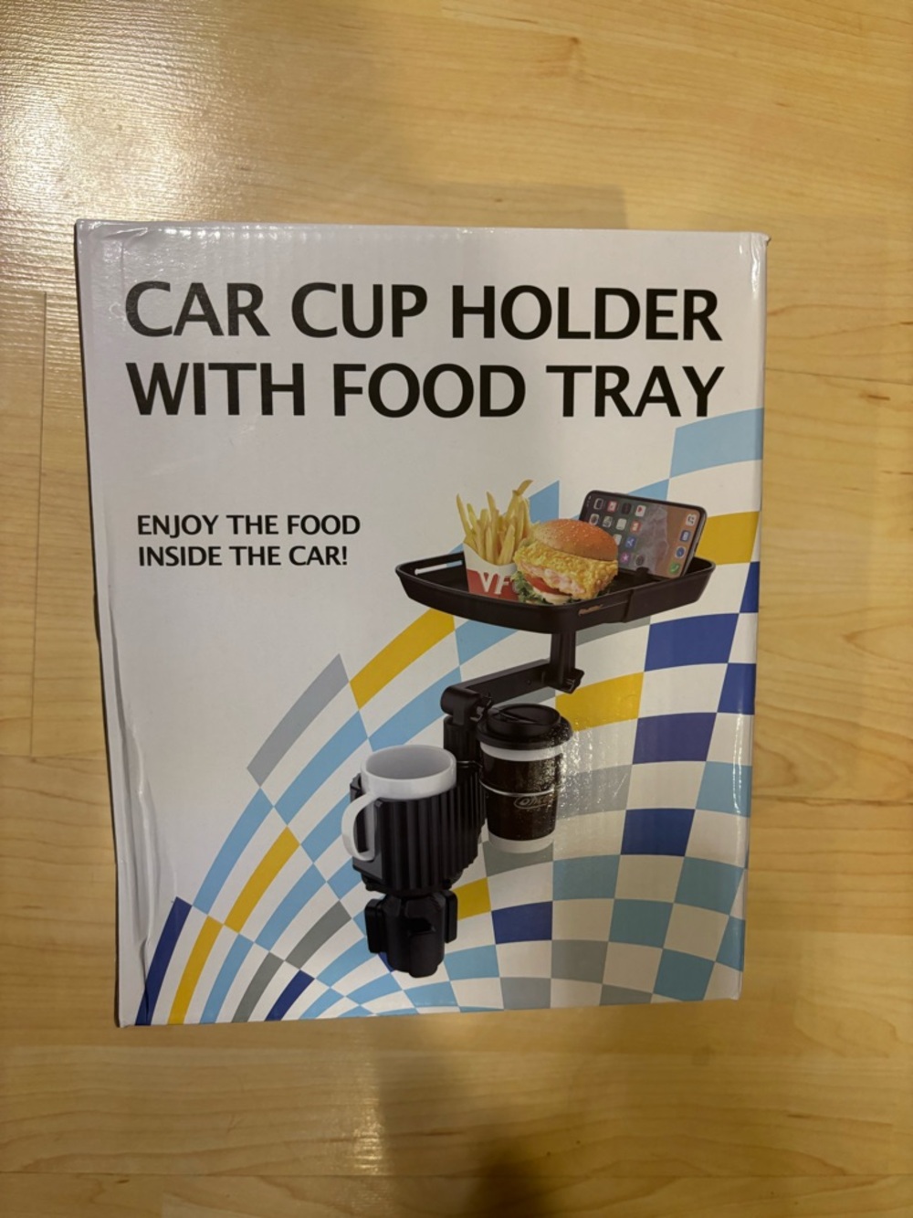 Car Cup Holder with Food Tray - Black